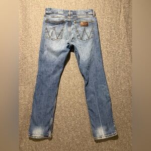 Wrangler Retro Jeans Mens 32x32 blue Slim Straight Stretch Western Faded comfort